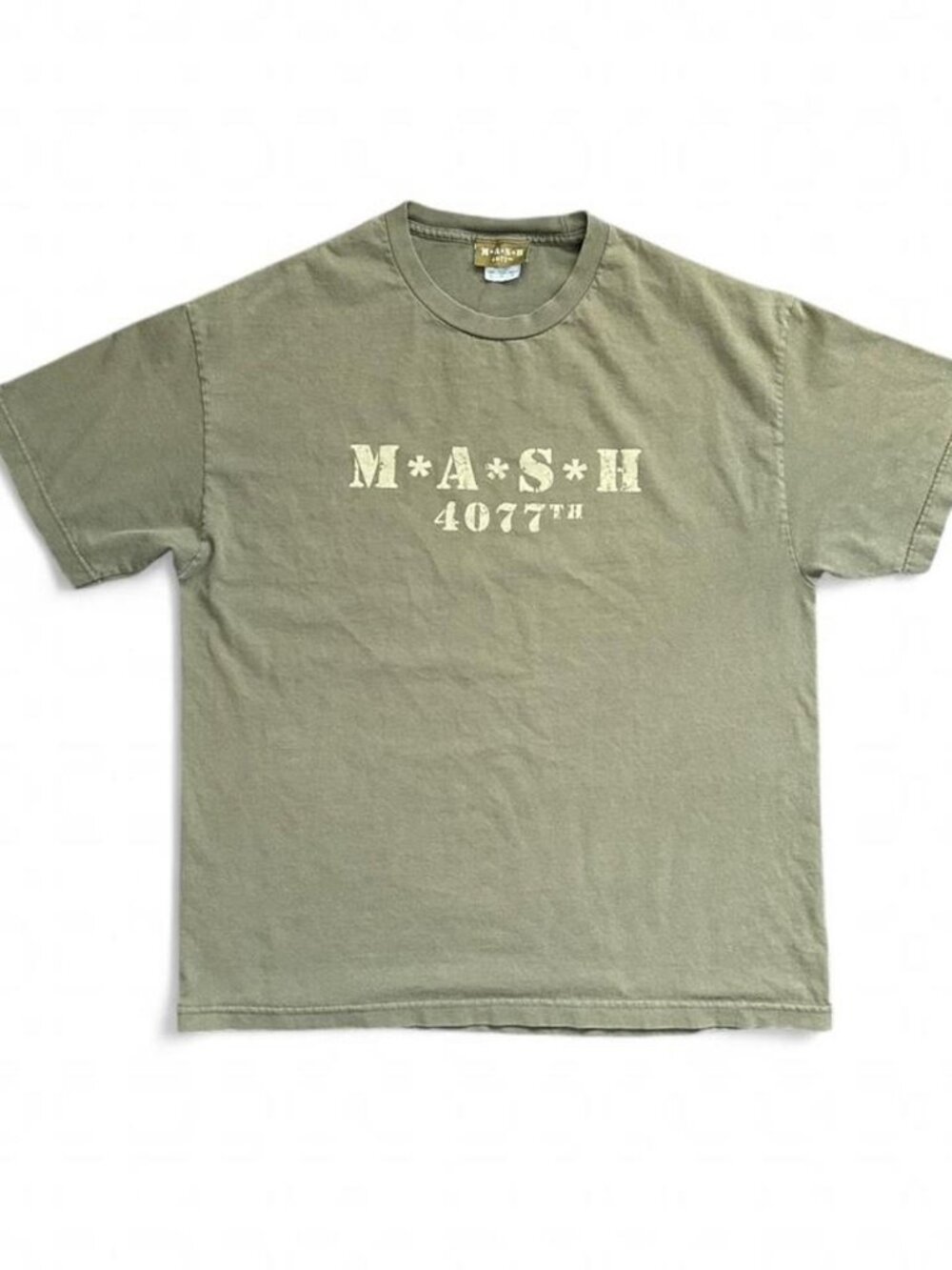 Vintage MASH 4077th TV Show Graphic T-Shirt Army Green Mens XL Y2K